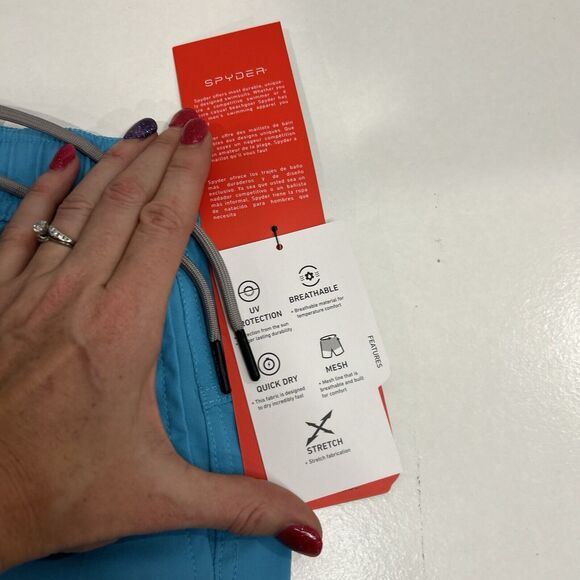 SPYDER Mens Blue 9" Swim Board Shorts Breathable Quick Dry Stretch Mesh Sz Med - Picture 11 of 11